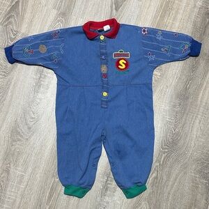 Vintage Sesame Street Denim Jumpsuit
